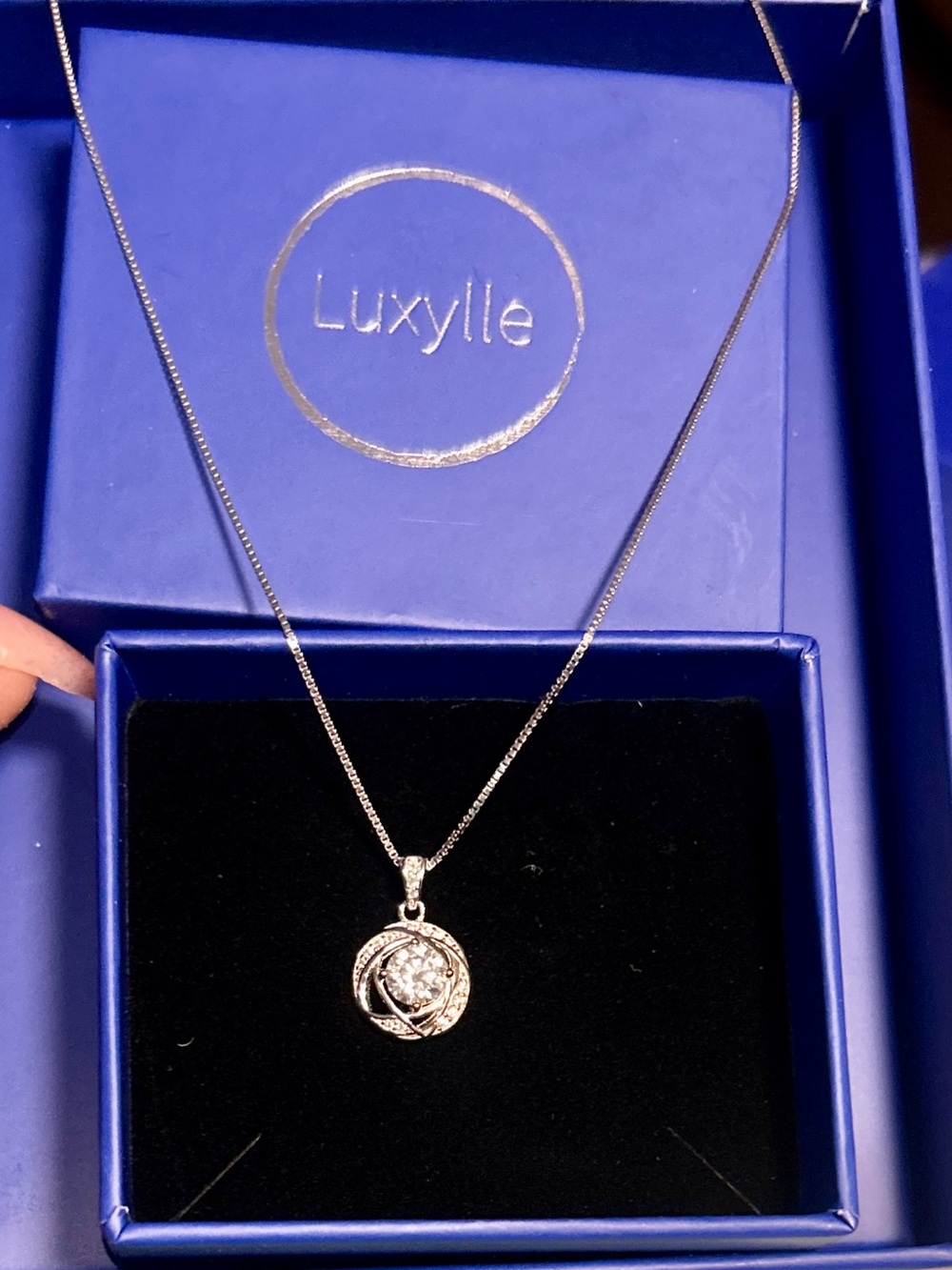 NIB 1ct Necklace Sterling Silver Crystal Orb Pendant COA Included